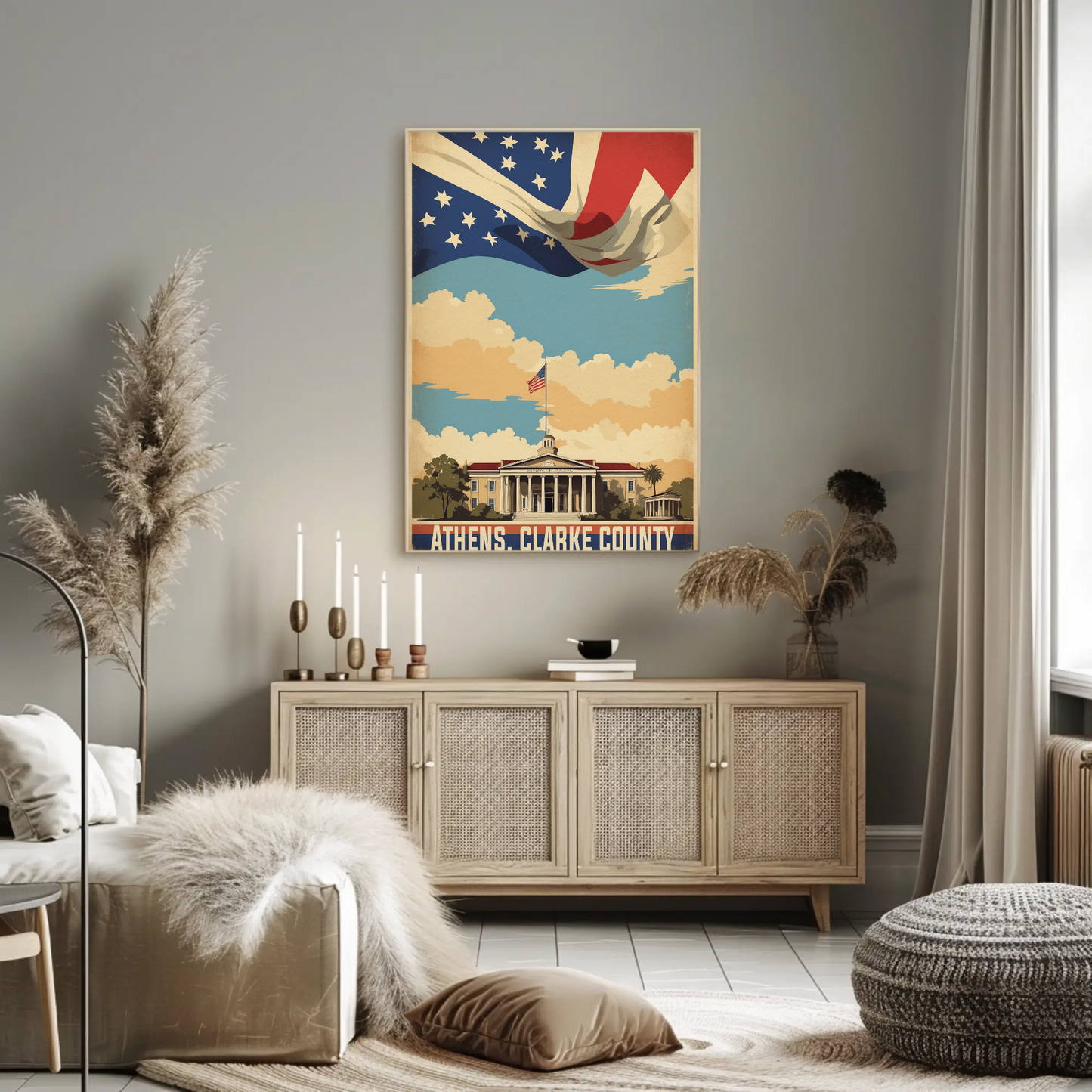 Athens Clarke County Georgia Capitol Vintage Travel Poster