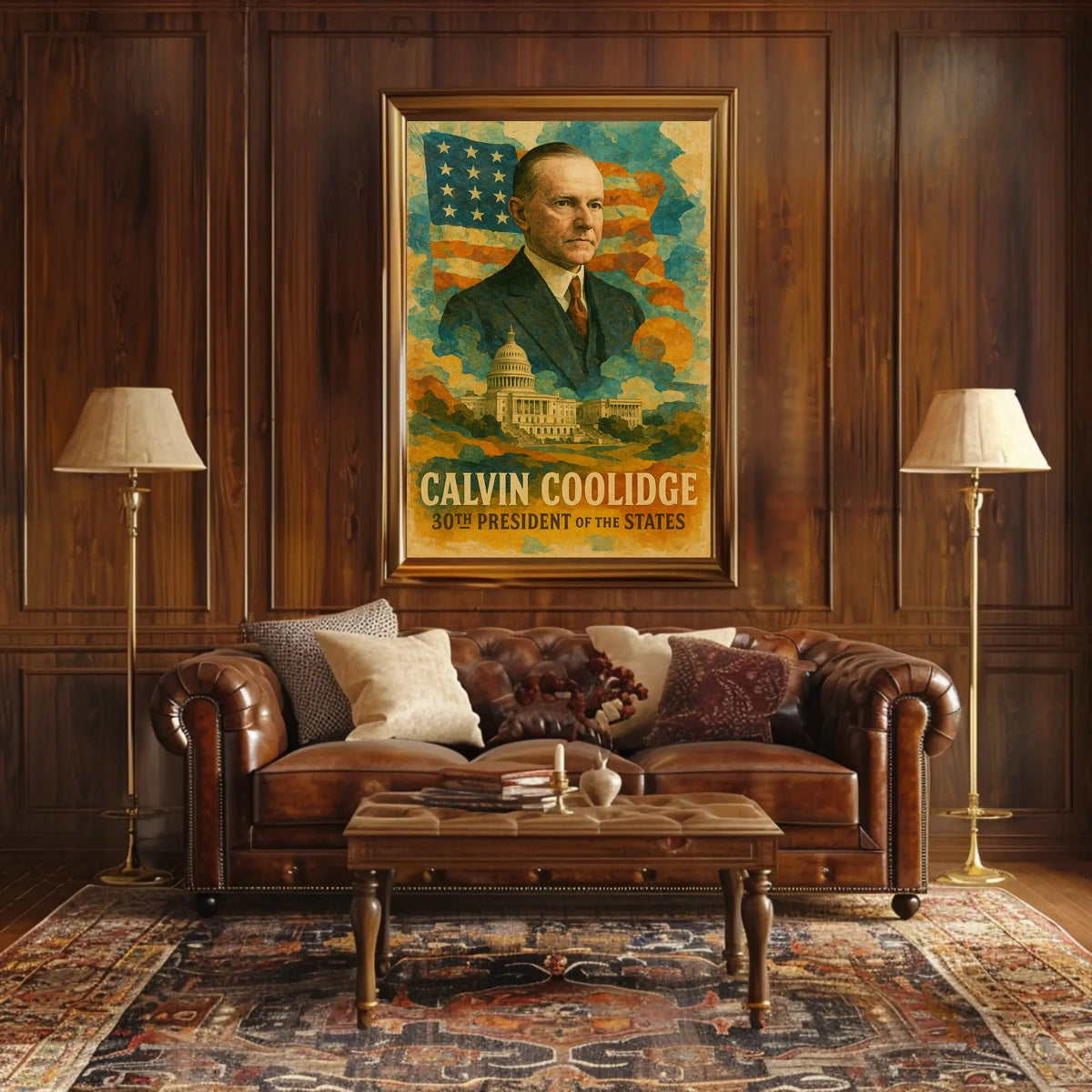 Calvin Coolidge 30th President of the United States Layered Digital Collage Poster