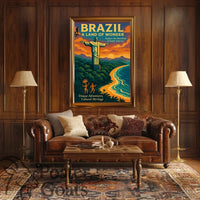 Brazilian Adventures Await: Vibrant Vintage Travel Poster