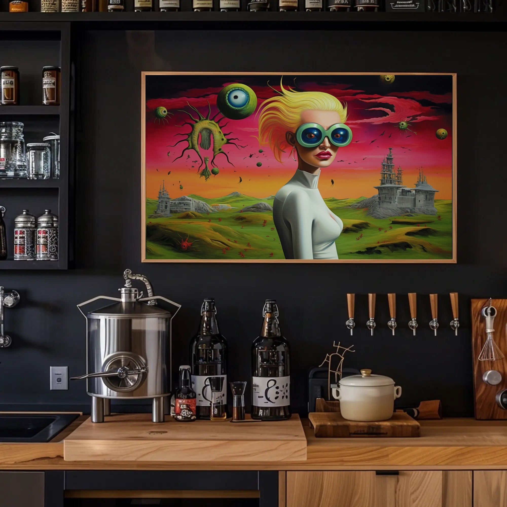 Futuristic Visionary Woman in Surreal Sci-Fi Poster