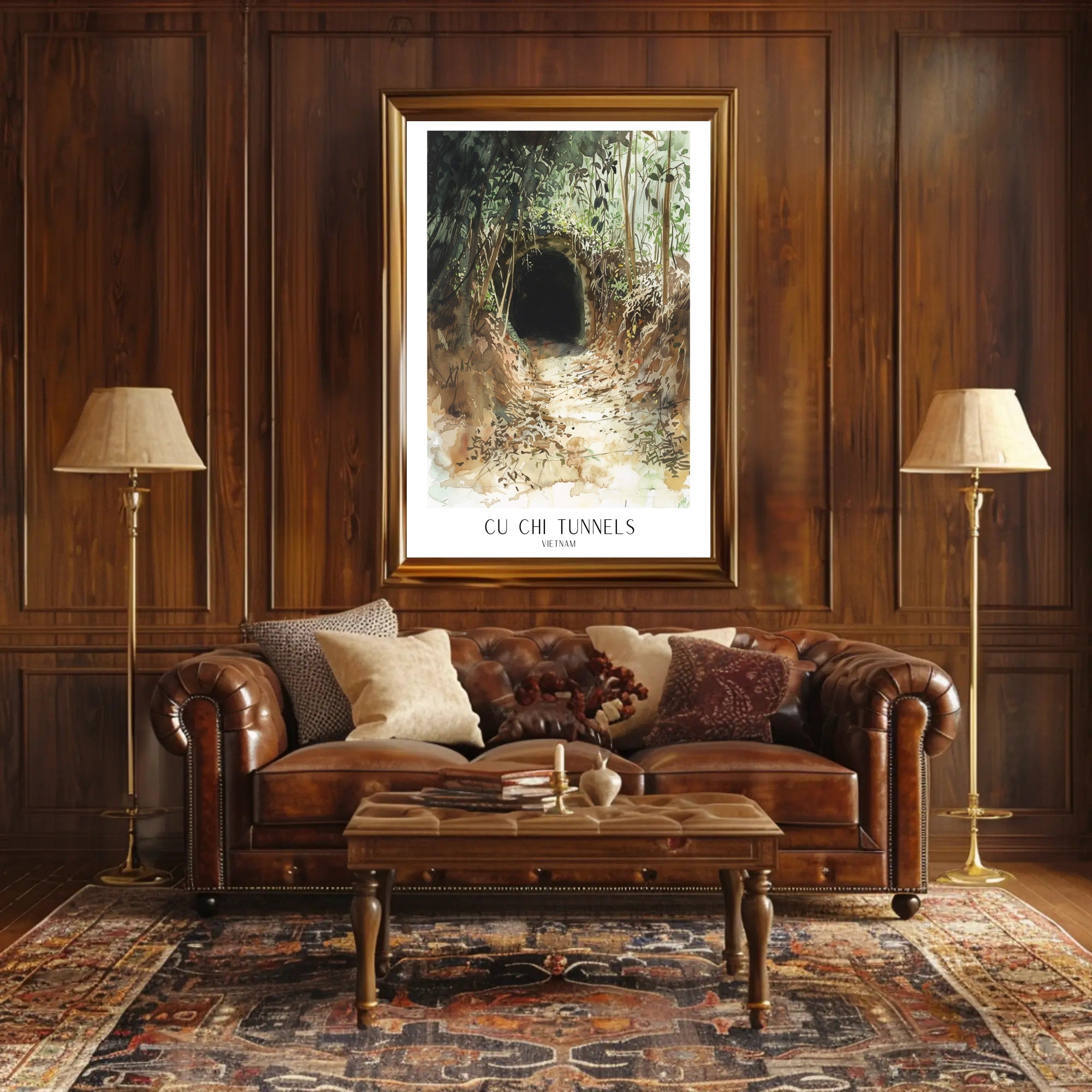 Cu Chi Tunnels Watercolor Travel Poster PosterGoat