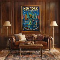 New York City Vibrant Adventure Poster Retro Wall Art