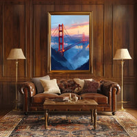 Golden Gate Bridge Twilight Art Poster, San Francisco