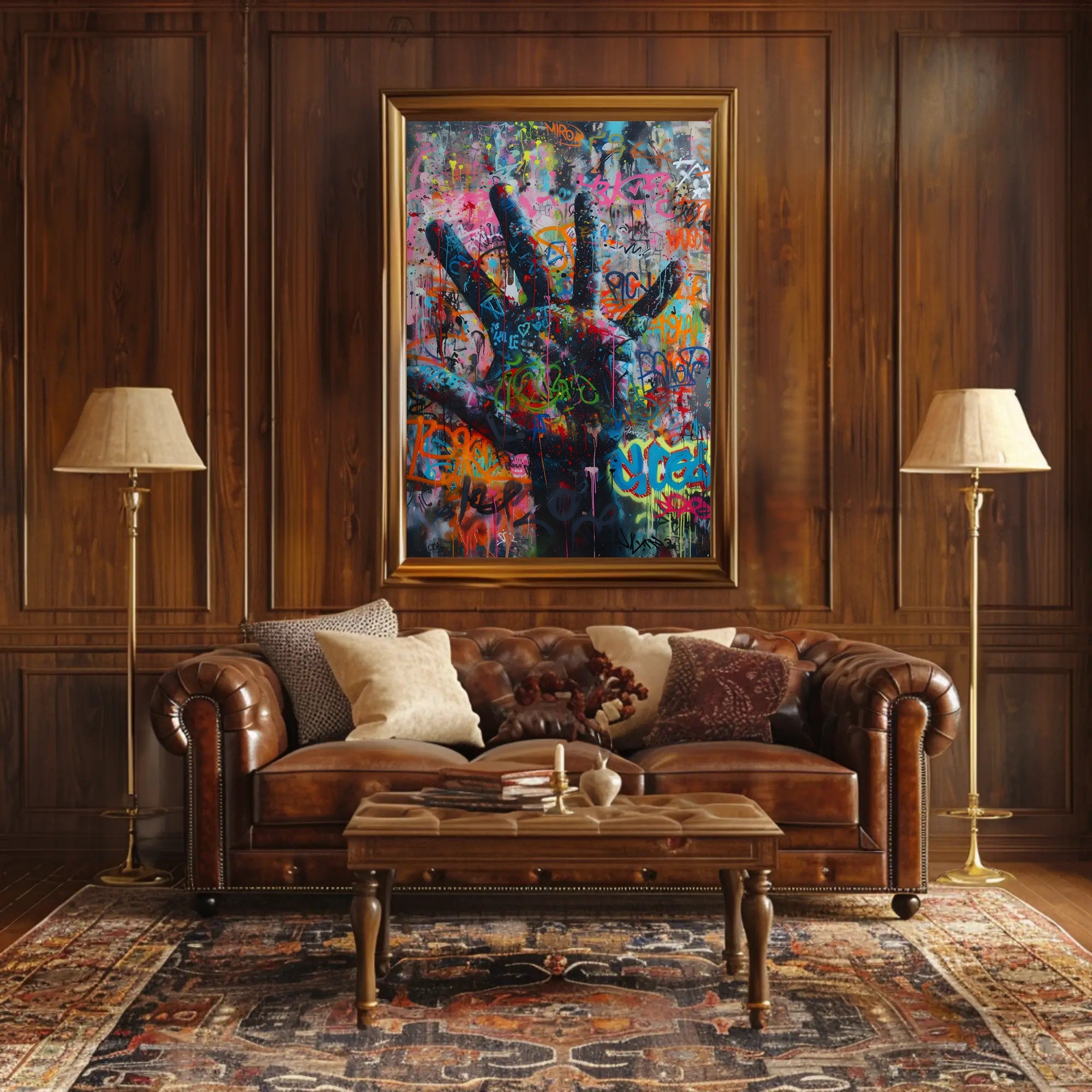 Urban Graffiti Handset Vibrant Artistic Pop Culture Poster