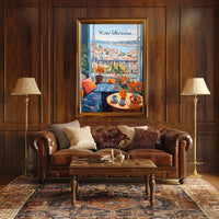 Scenic Balcony Overlooking Kiev Cityscape Poster