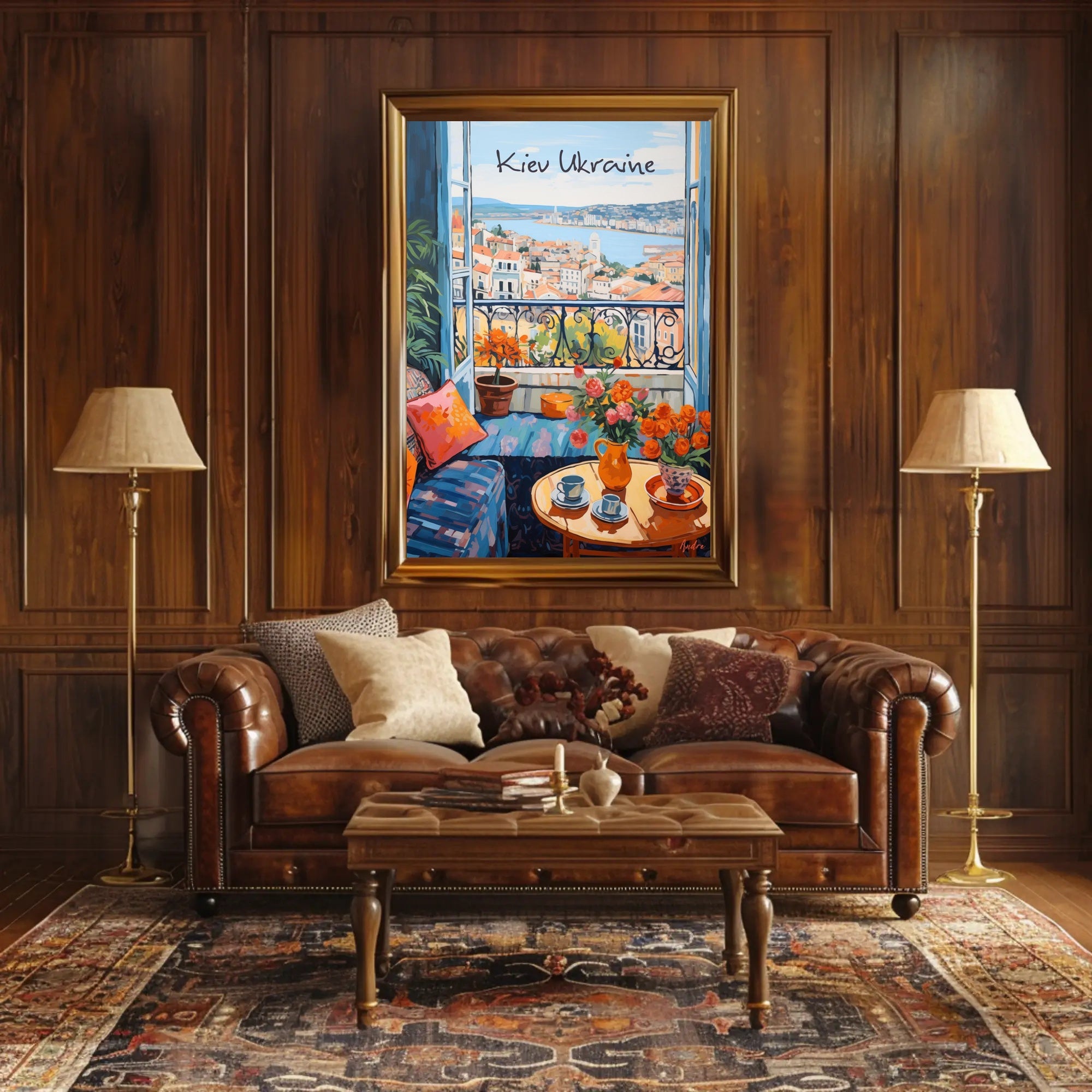 Scenic Balcony Overlooking Kiev Cityscape Poster