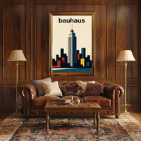 Modernist Skyline Geometric Design Poster - Abstract, Artistic, or Pop Culture Poster