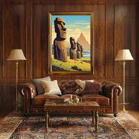 Easter Island Moai Statues Modern Art Poster