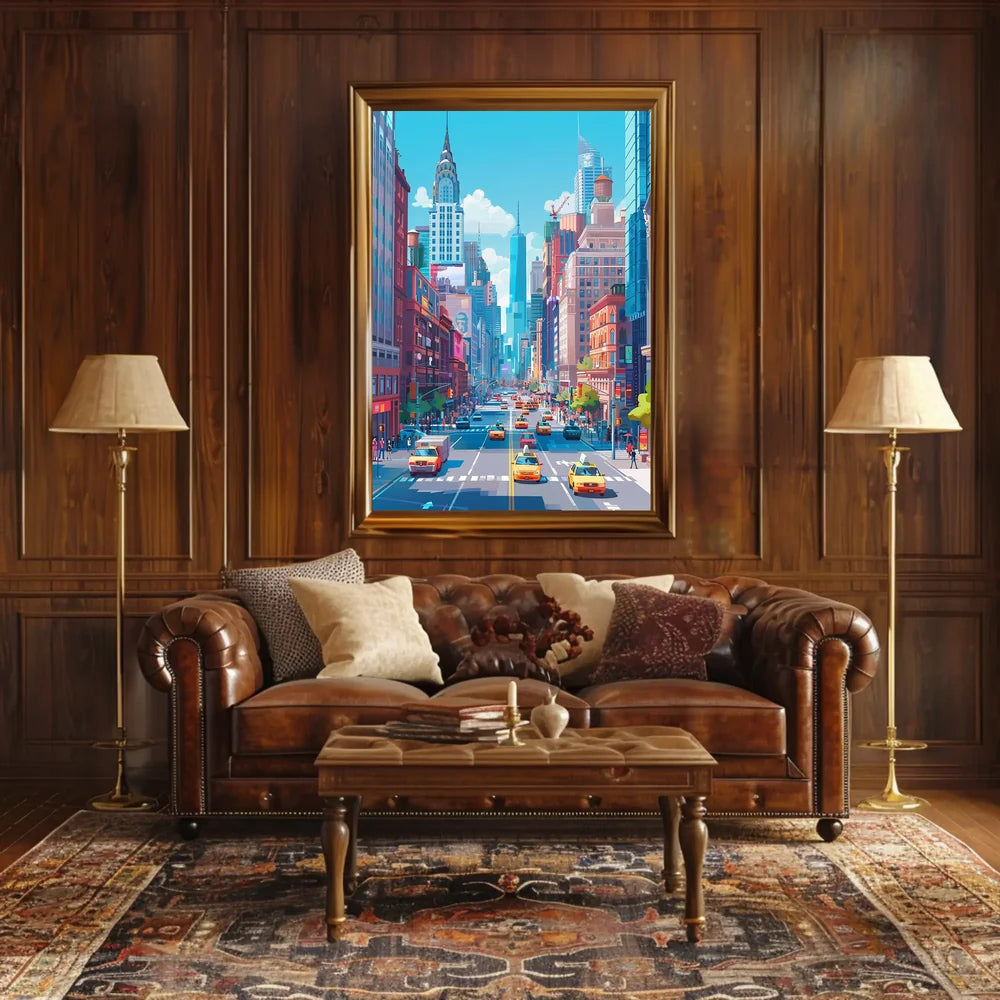 New York Cityscape Poster Modern Vibrant City Wall Art