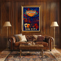 Welcome to Sin City Poster Neon Night Cityscape Urban Decor