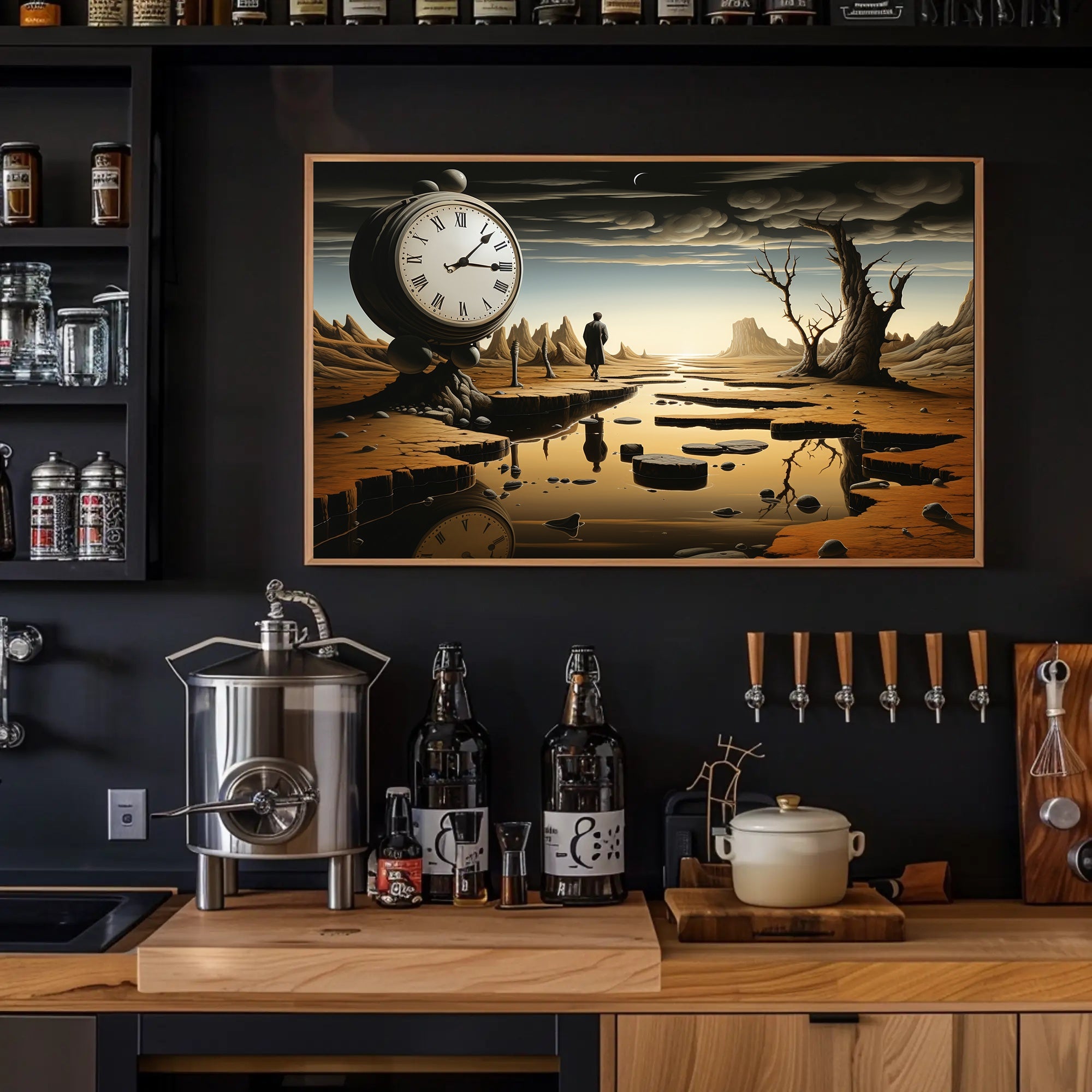 Timeless Surreal Landscape with Clock Artistic Poster