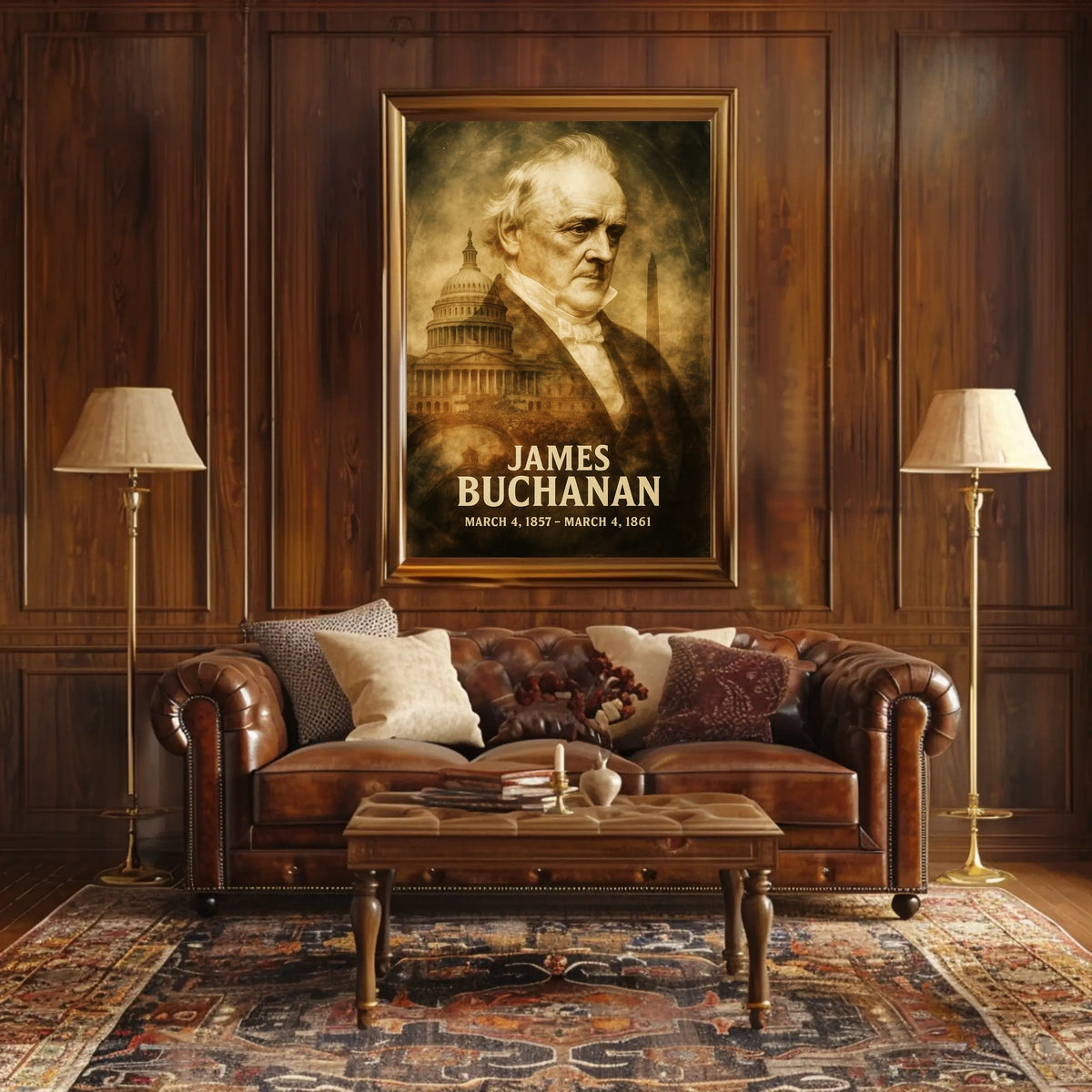 James Buchanan 15th President of the United States Double Exposure Poster