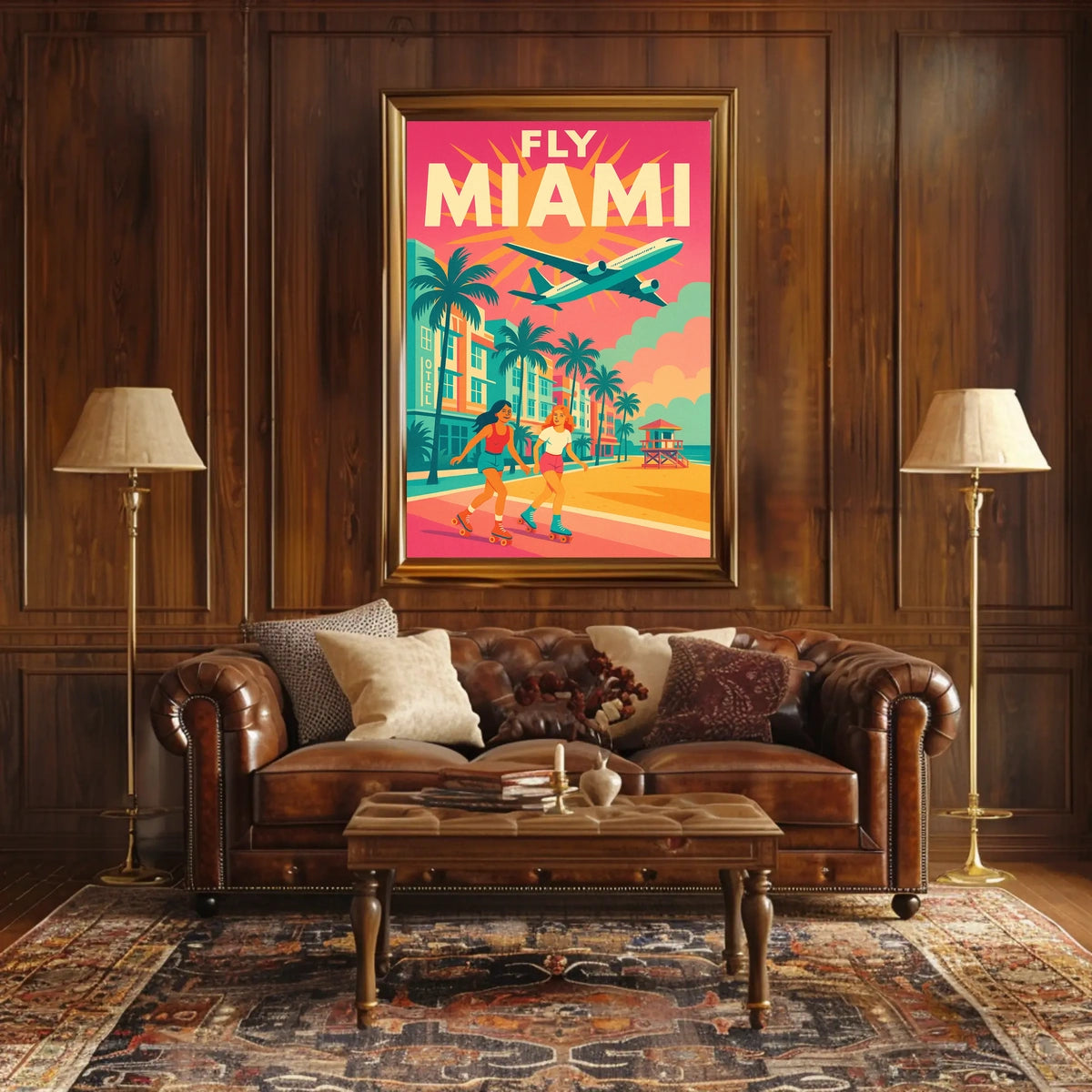 Miami Roller Skating Adventure Travel Poster