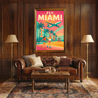 Miami Roller Skating Adventure Travel Poster