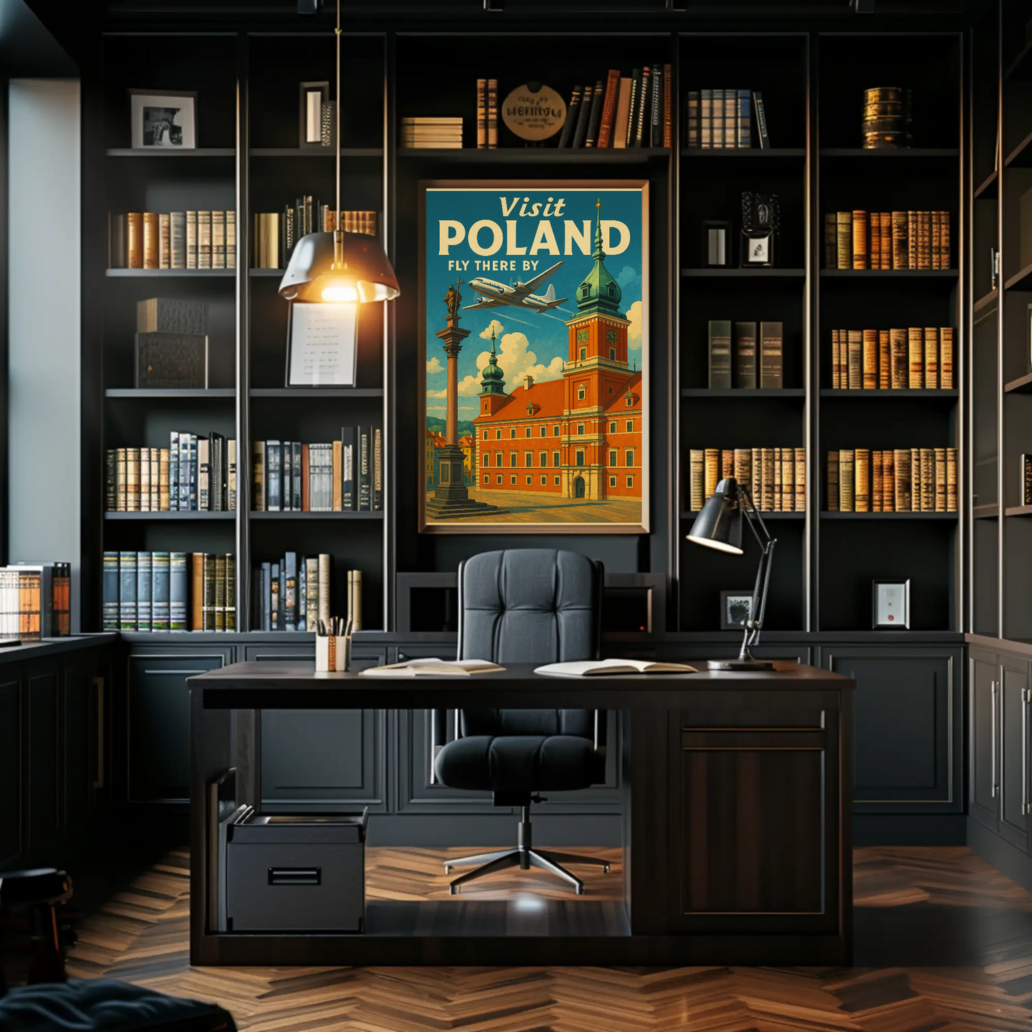 Visit Poland Historic Castle Flight Travel Poster