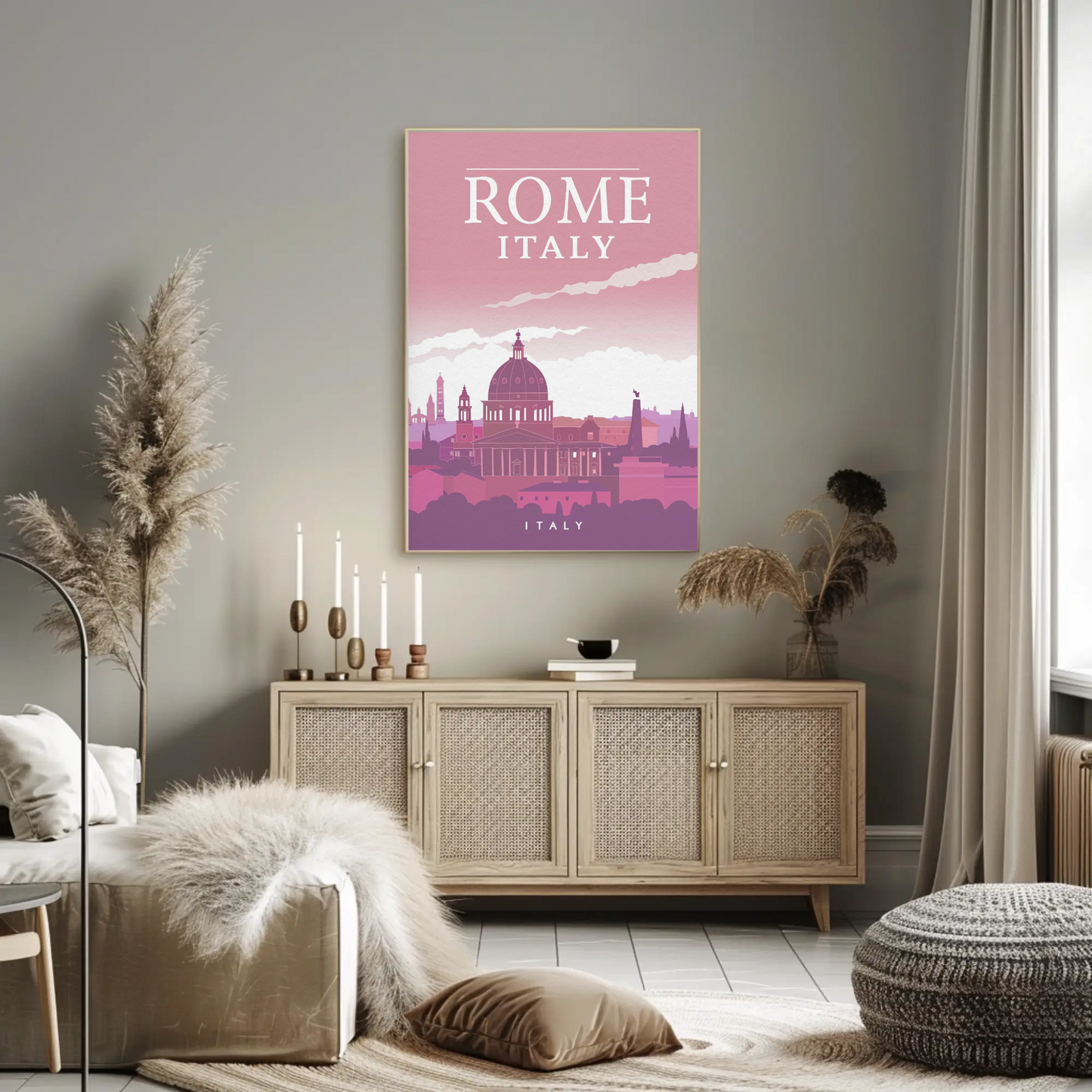 Rome: Cityscape in Pink Hues