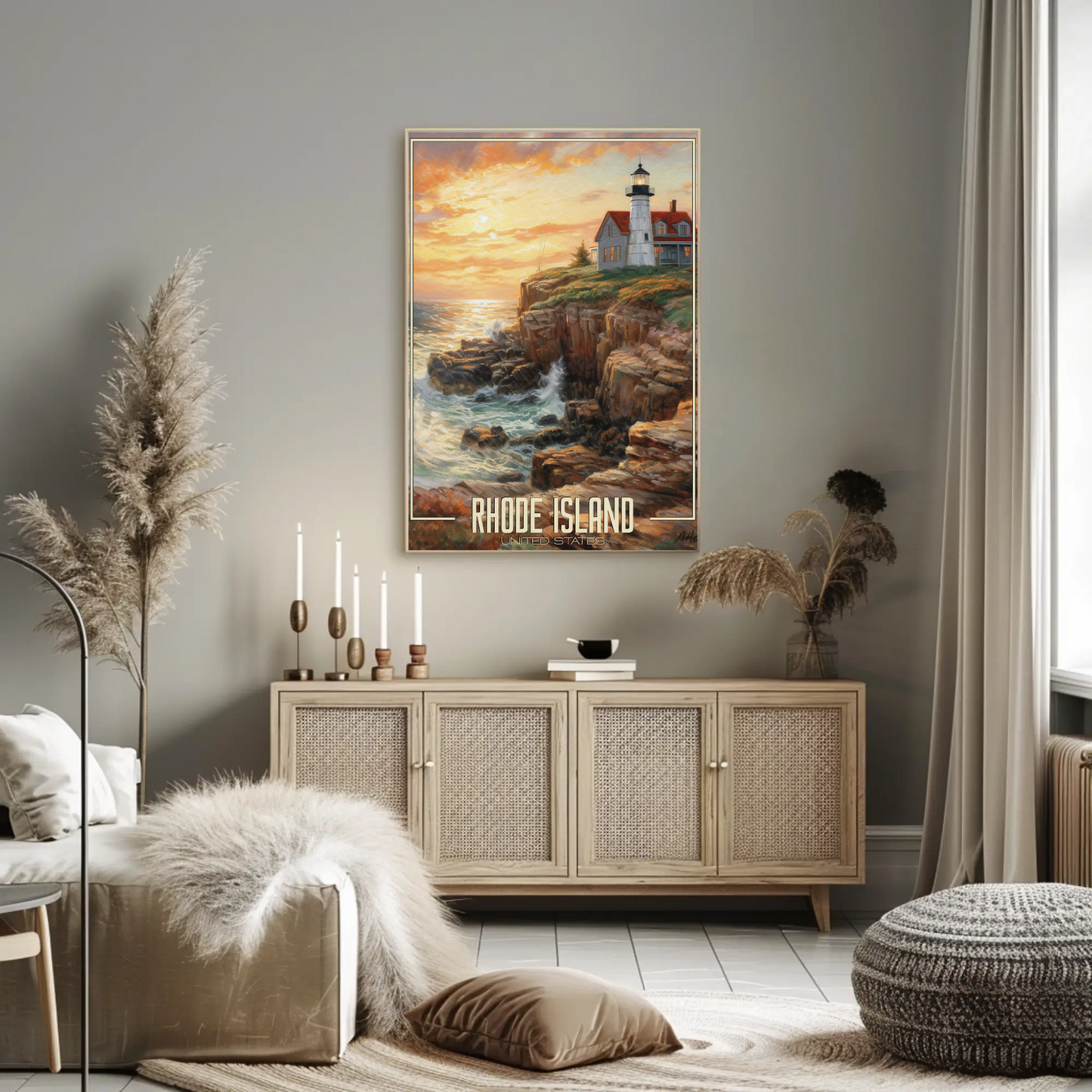Vintage Poster - Rhode Island Lighthouse United States