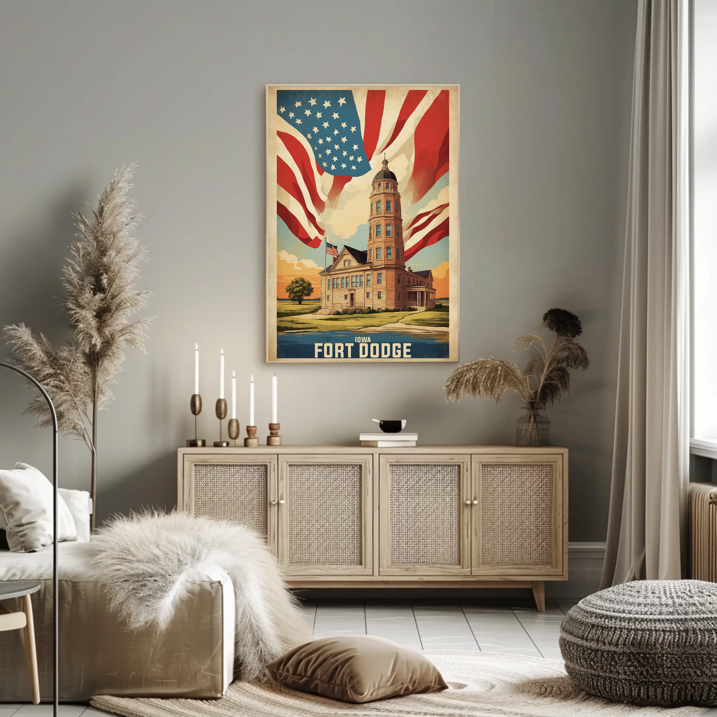 Fort Dodge Iowa Historic Building Vintage Travel Poster