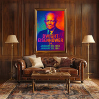 Dwight D. Eisenhower 34th President of the United States Neon Gradient Overlay Poster