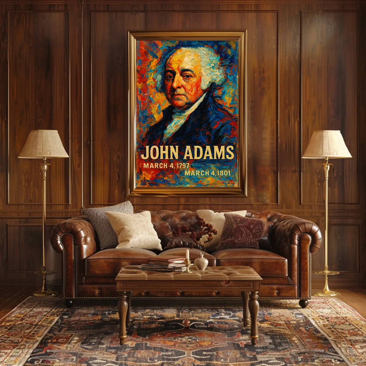 John Adams 2nd President of the United States Glitch Hop Art Poster