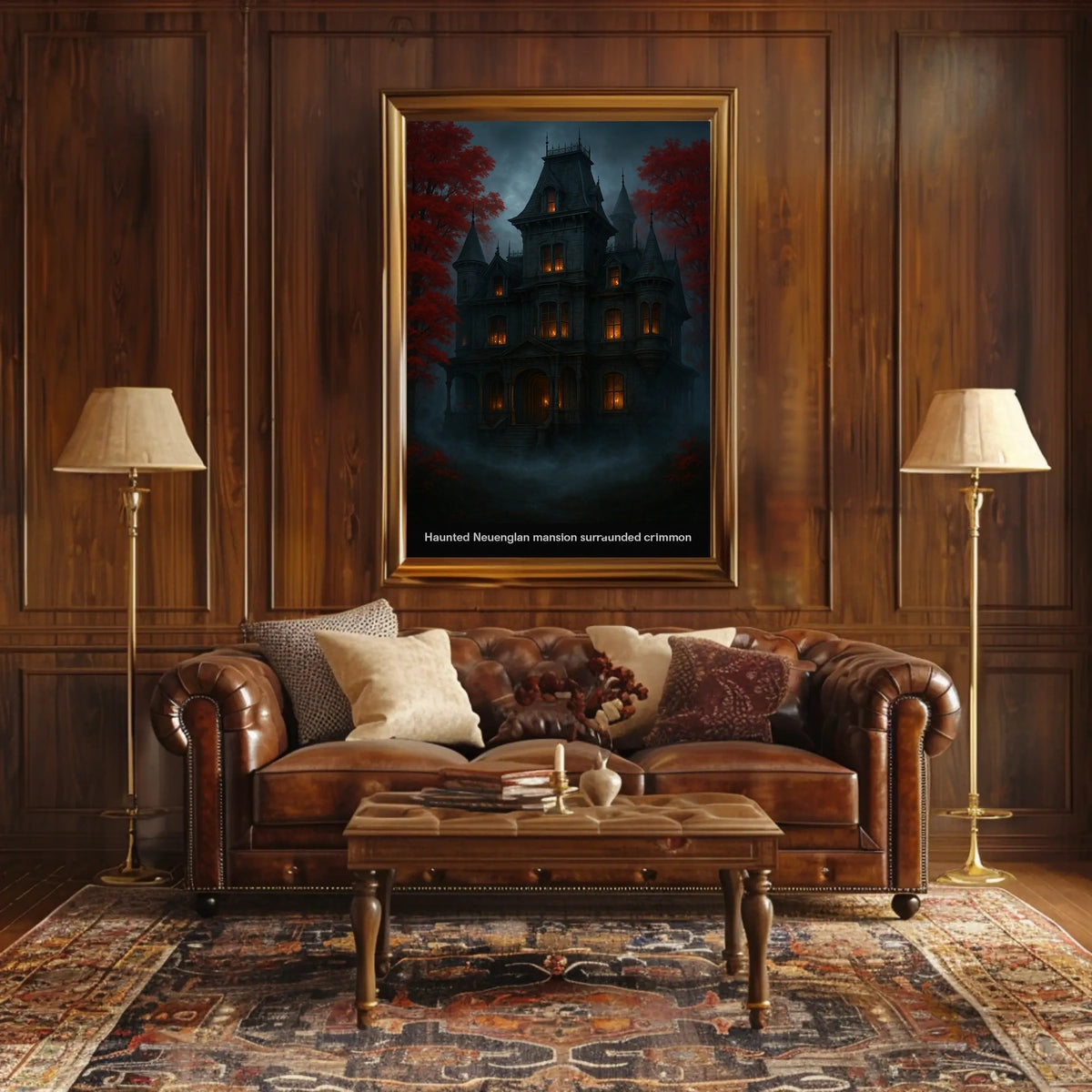 Haunted Victorian Mansion Gothic Art Photorealistic Vintage Collectors Dark Atmosphere New England Backdrop Poster