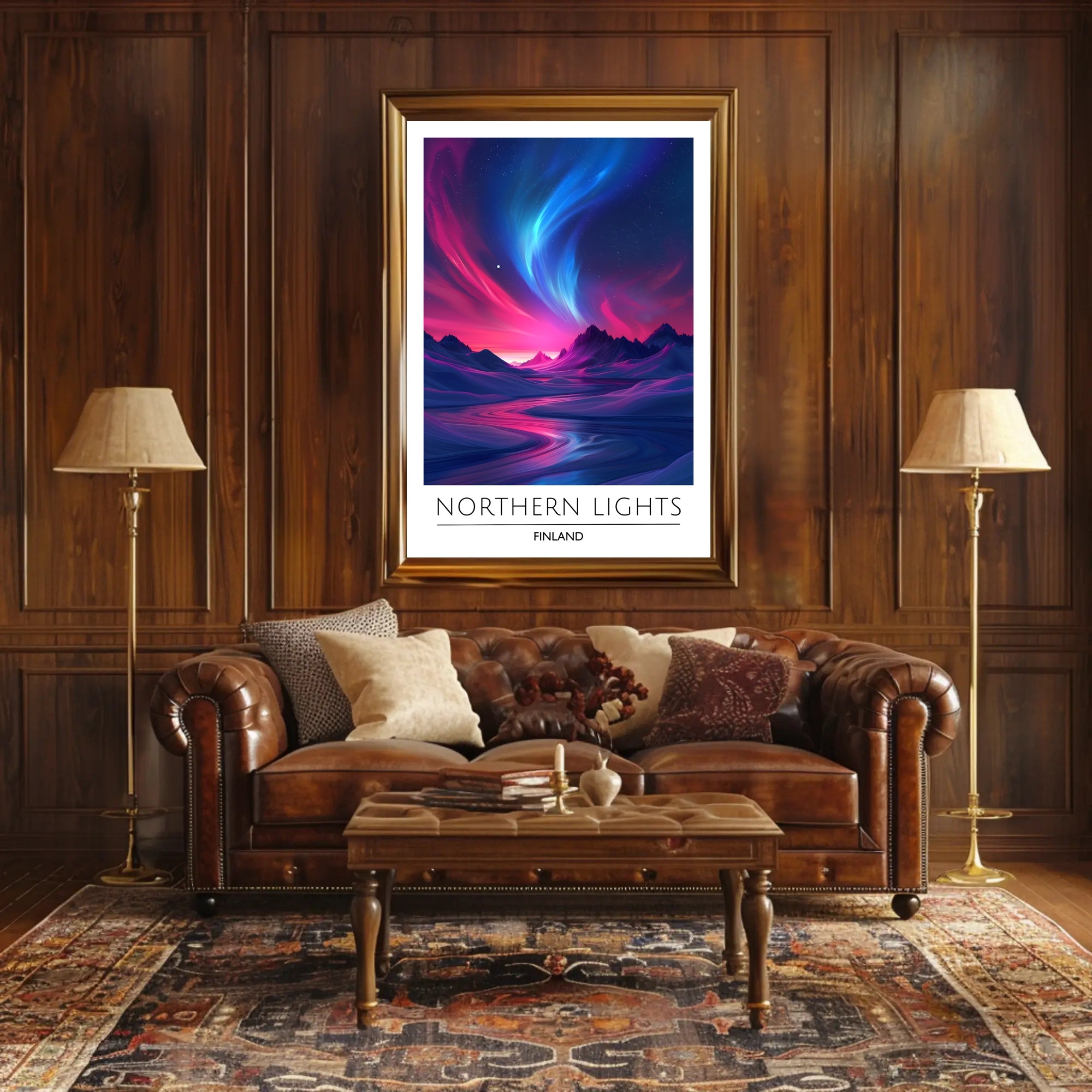 Northern Lights Finland Travel Poster