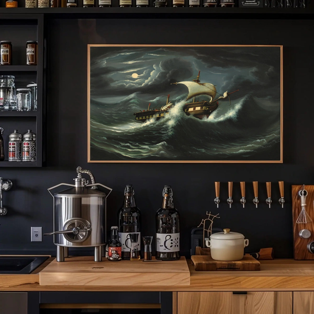 Dramatic Sailing Adventure Under Moonlit Skies Poster