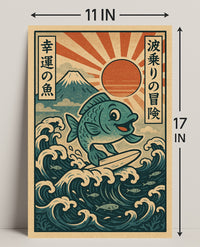 Surfing Fish Adventure Poster PosterGoat