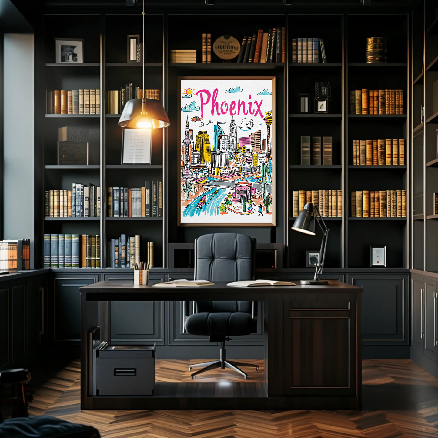 Phoenix Arizona Desert Urban Scene Travel Poster