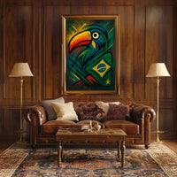Vibrant Toucan and Brazilian Flag Poster