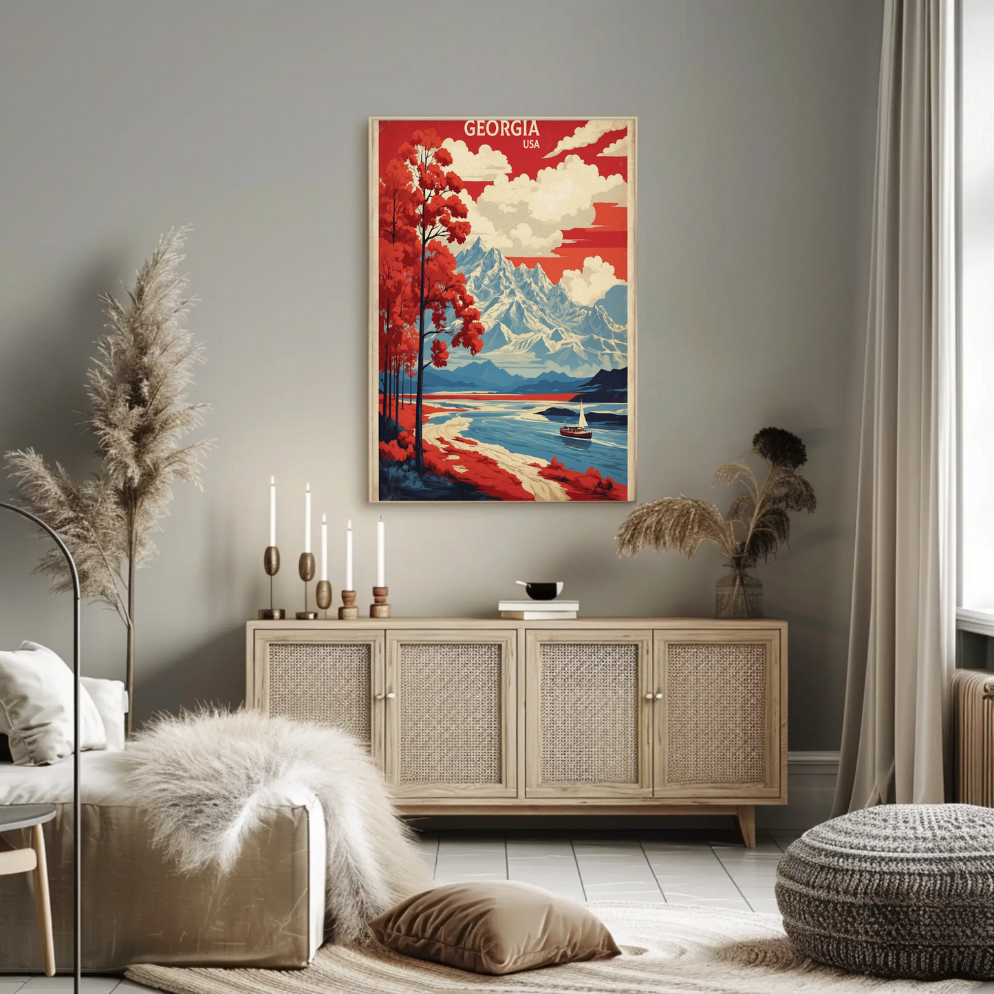 Georgia Scenic River Mountains Vintage Travel Poster