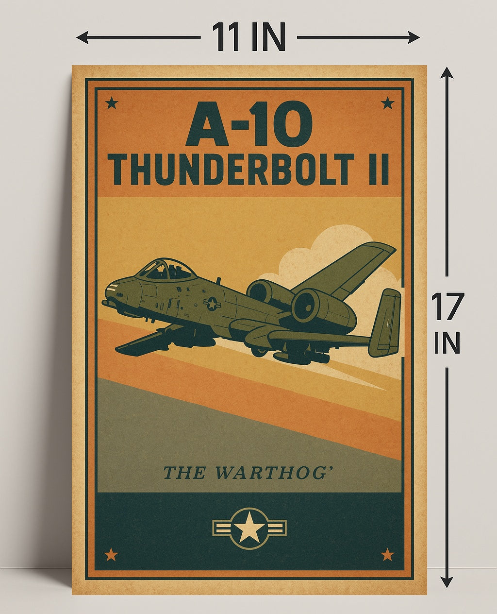 A-10 Thunderbolt II Vintage Military Aircraft Poster