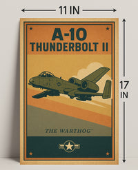 A-10 Thunderbolt II Vintage Military Aircraft Poster