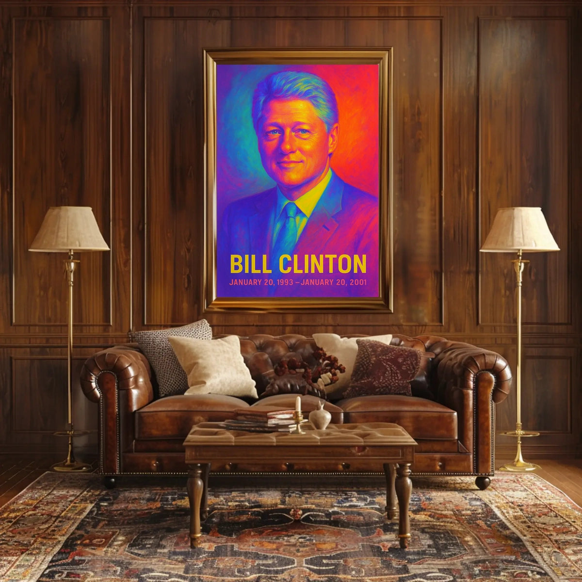 Bill Clinton 42nd President of the United States Neon Gradient Overlay Poster