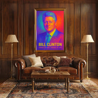 Bill Clinton 42nd President of the United States Neon Gradient Overlay Poster