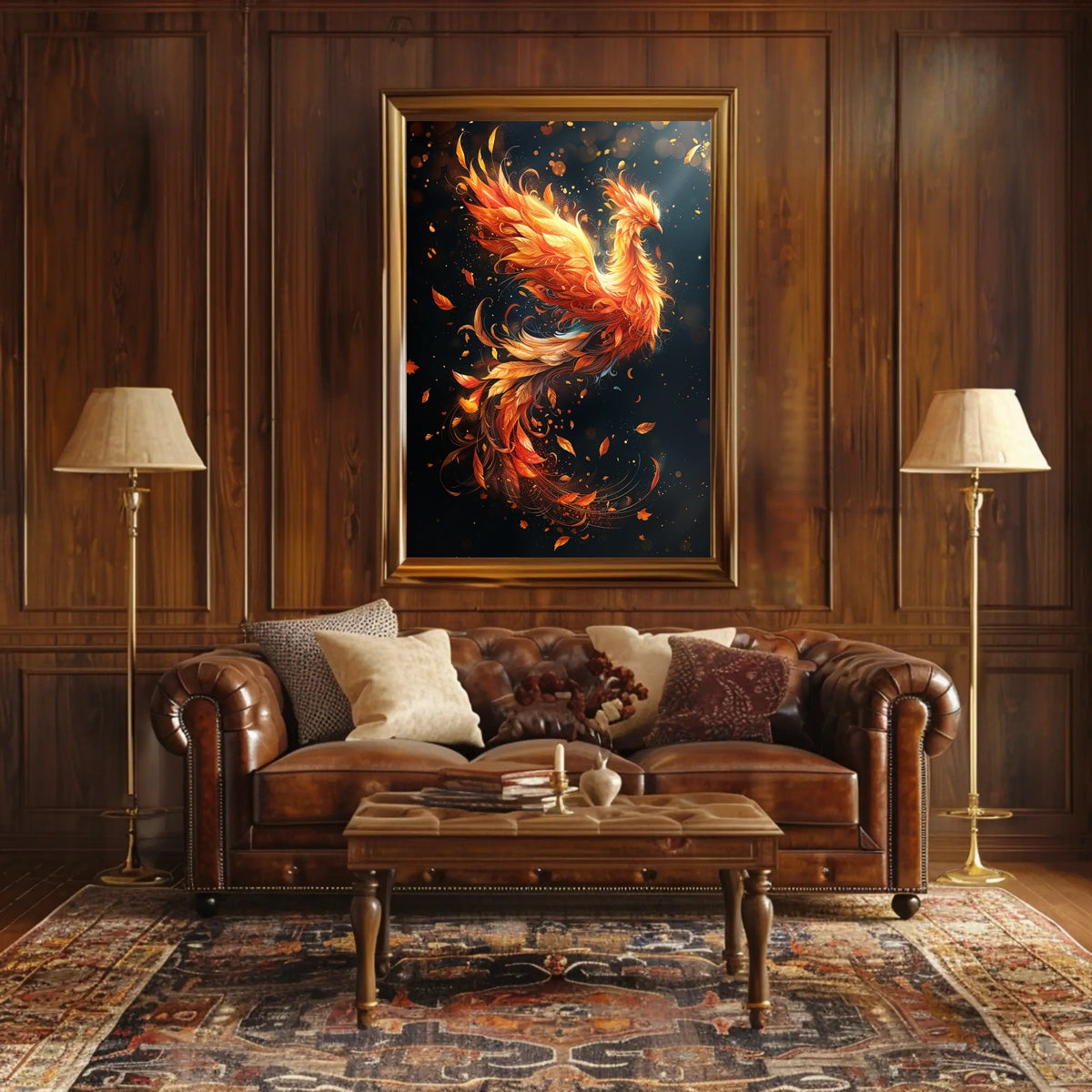 Phoenix Rebirth Modern Art Poster: Vibrant Fantasy Decor