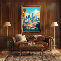 Vibrant Los Angeles Cityscape Illustration Travel Poster