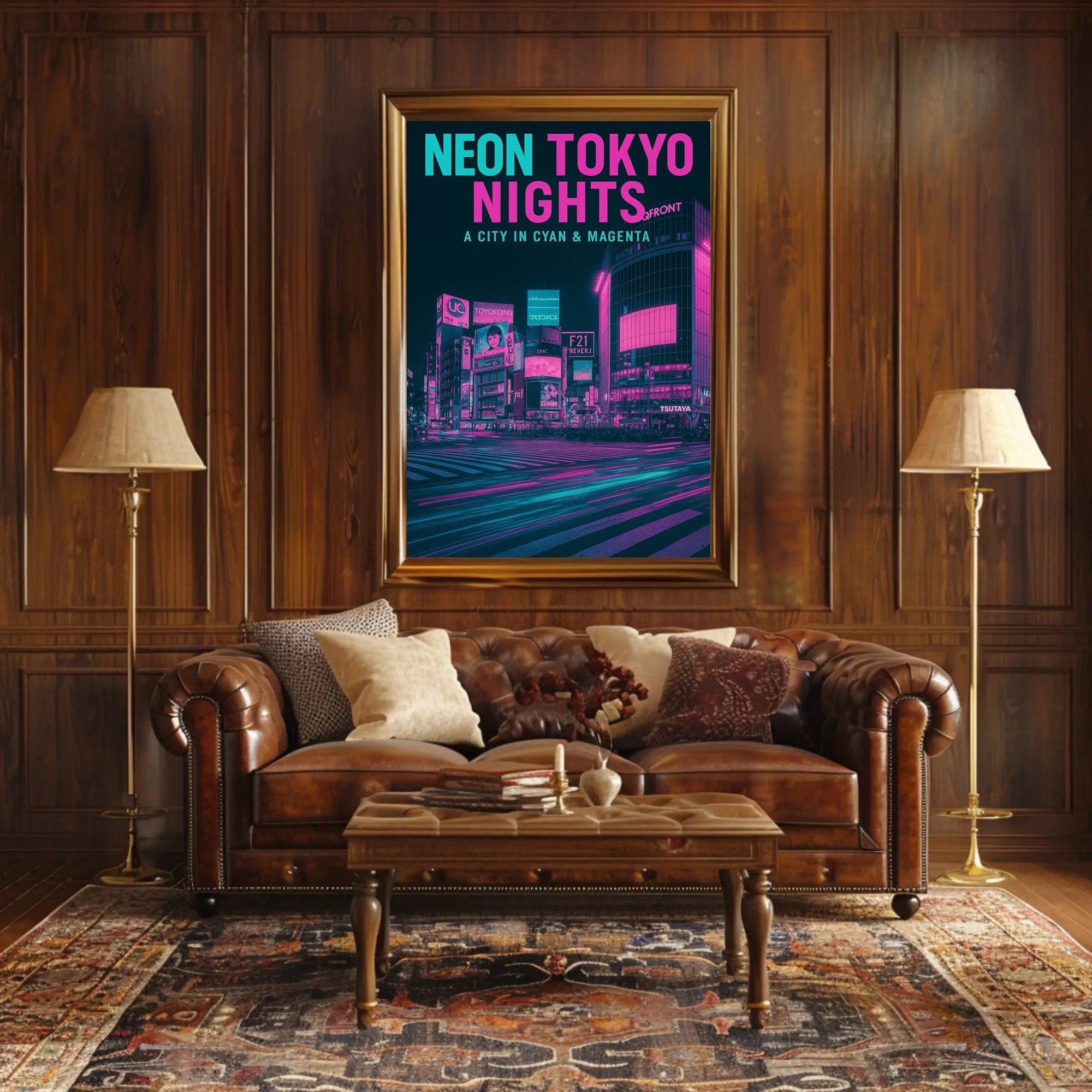 Tokyo Shibuya Crossing Neon Cityscape Urban or Cityscape Poster