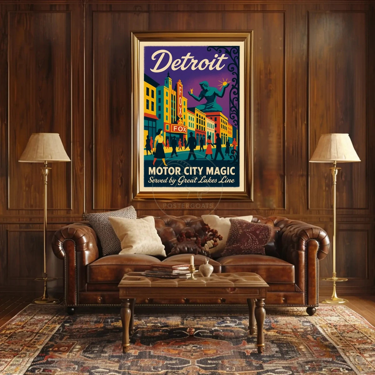 Motor City Magic Retro Urban Cityscape Poster