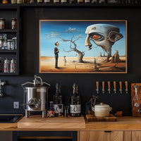 Surreal Dreamscape with Mechanical Head - Artistic Poster