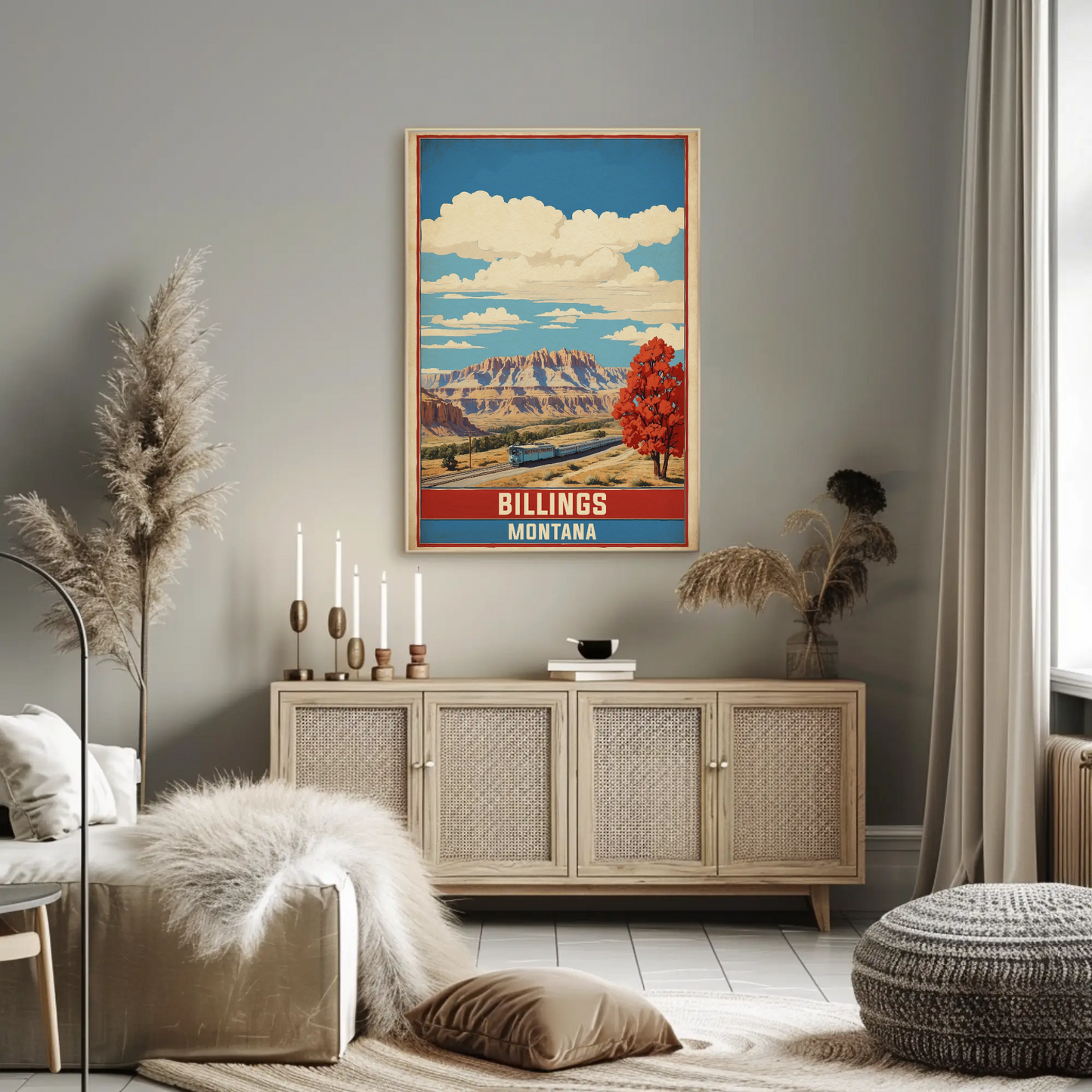 Billings Montana Canyon Train Vintage Travel Poster