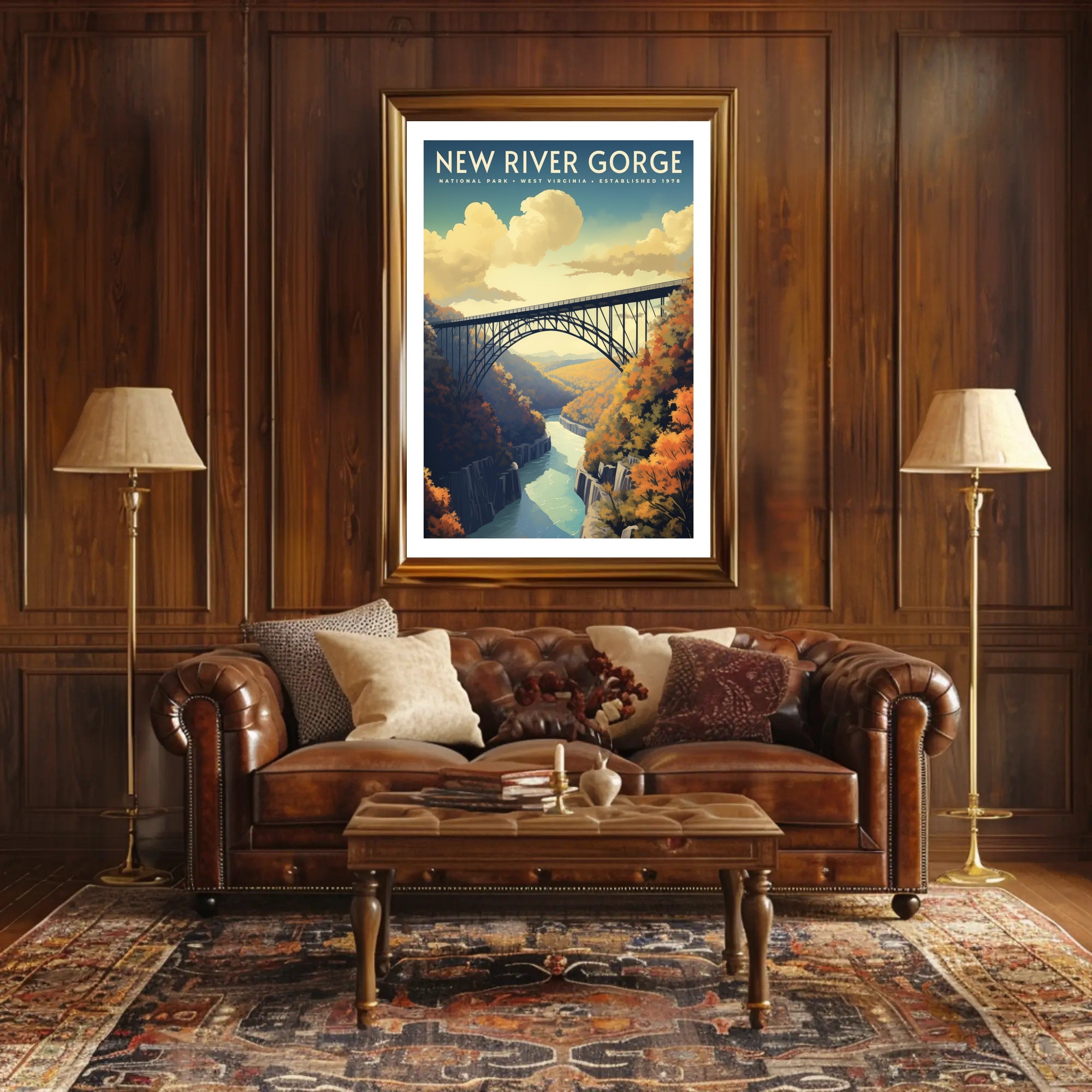 New River Gorge Poster Vintage Travel Wall Art