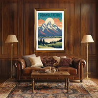 Grand Teton Vintage Travel Poster Wall Art