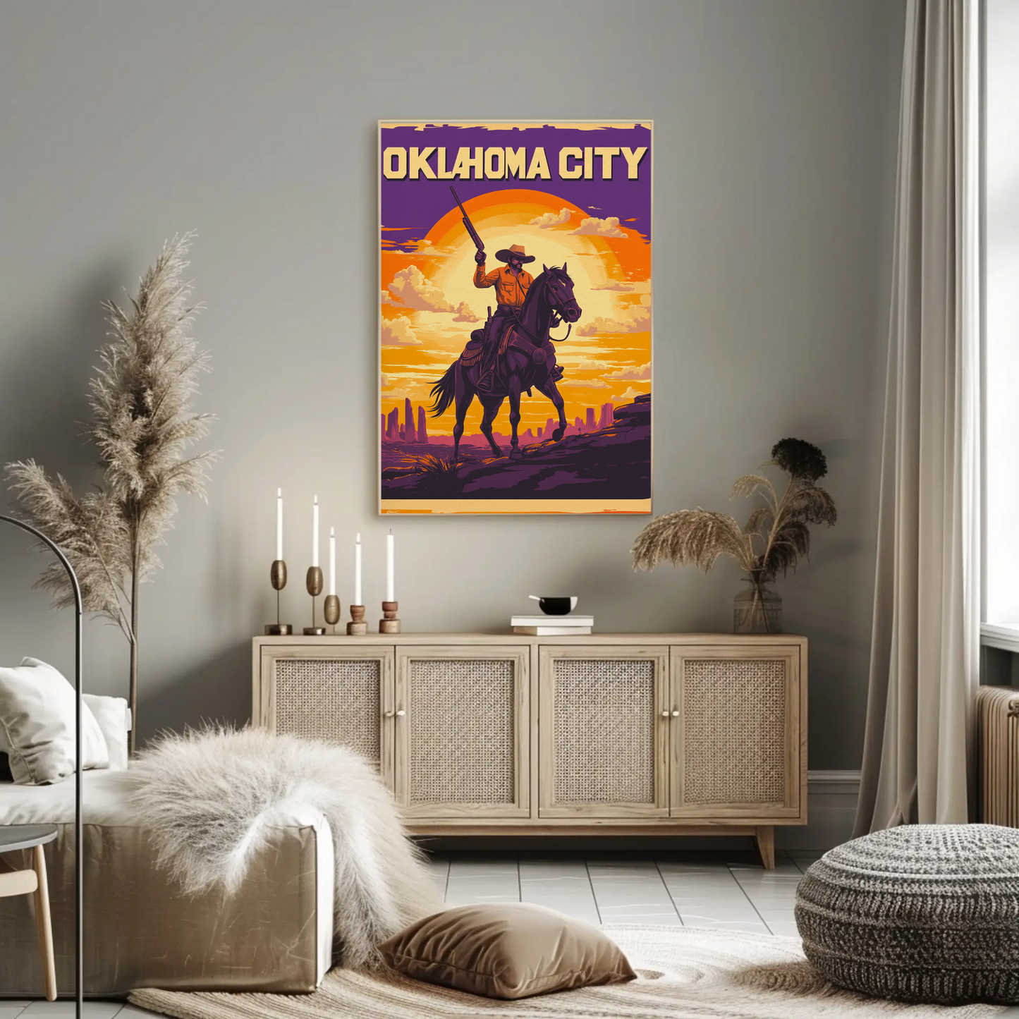 Oklahoma City Cowboy Vintage Poster