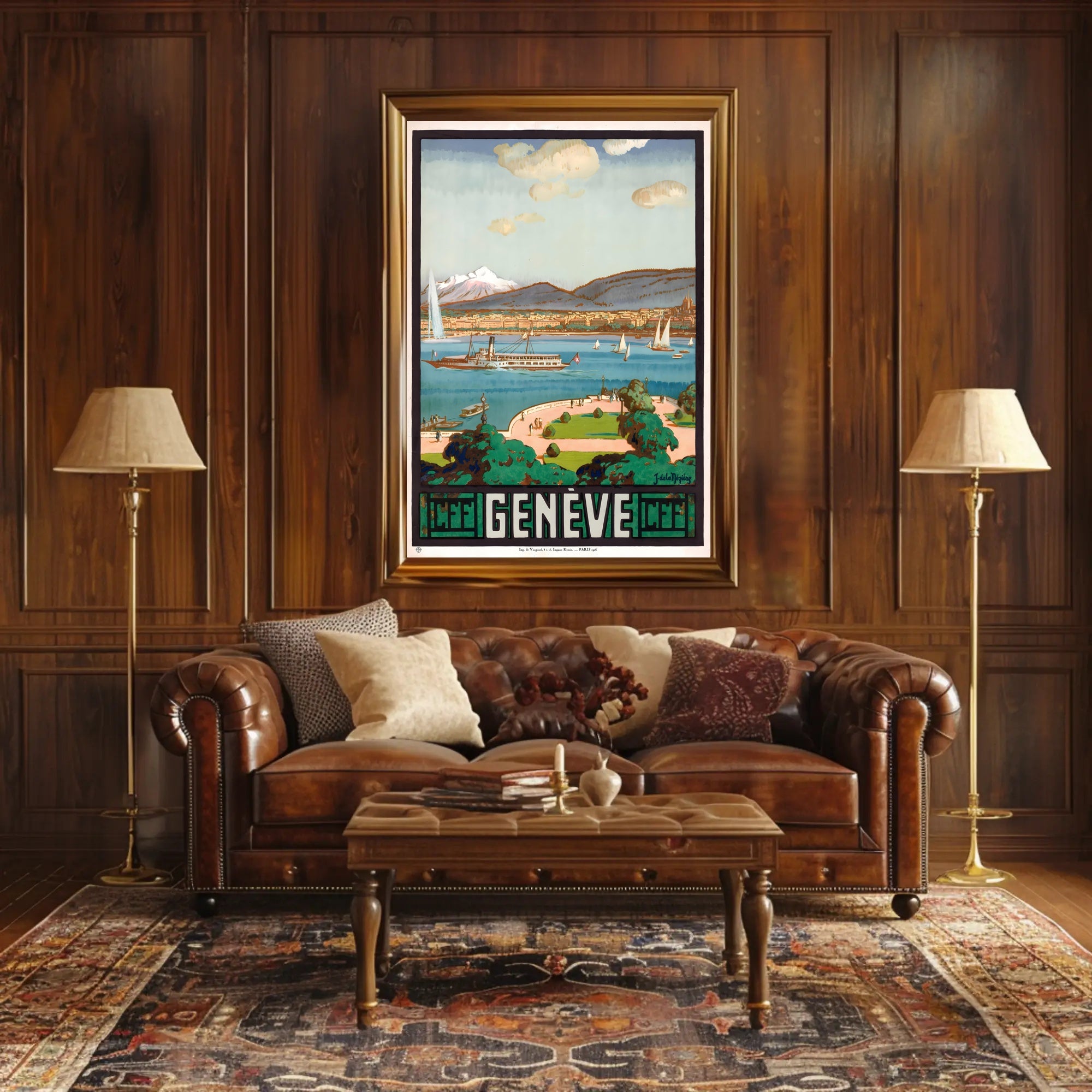 Picturesque Early 20th-Century Scene of Geneva Travel Poster