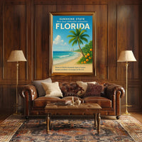 Florida Beaches and Space Exploration Vintage Travel Poster