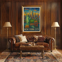 New York City Mosaic Poster Vibrant Colors for Home Decor