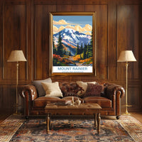 Mount Rainier Vintage National Park Adventure Poster