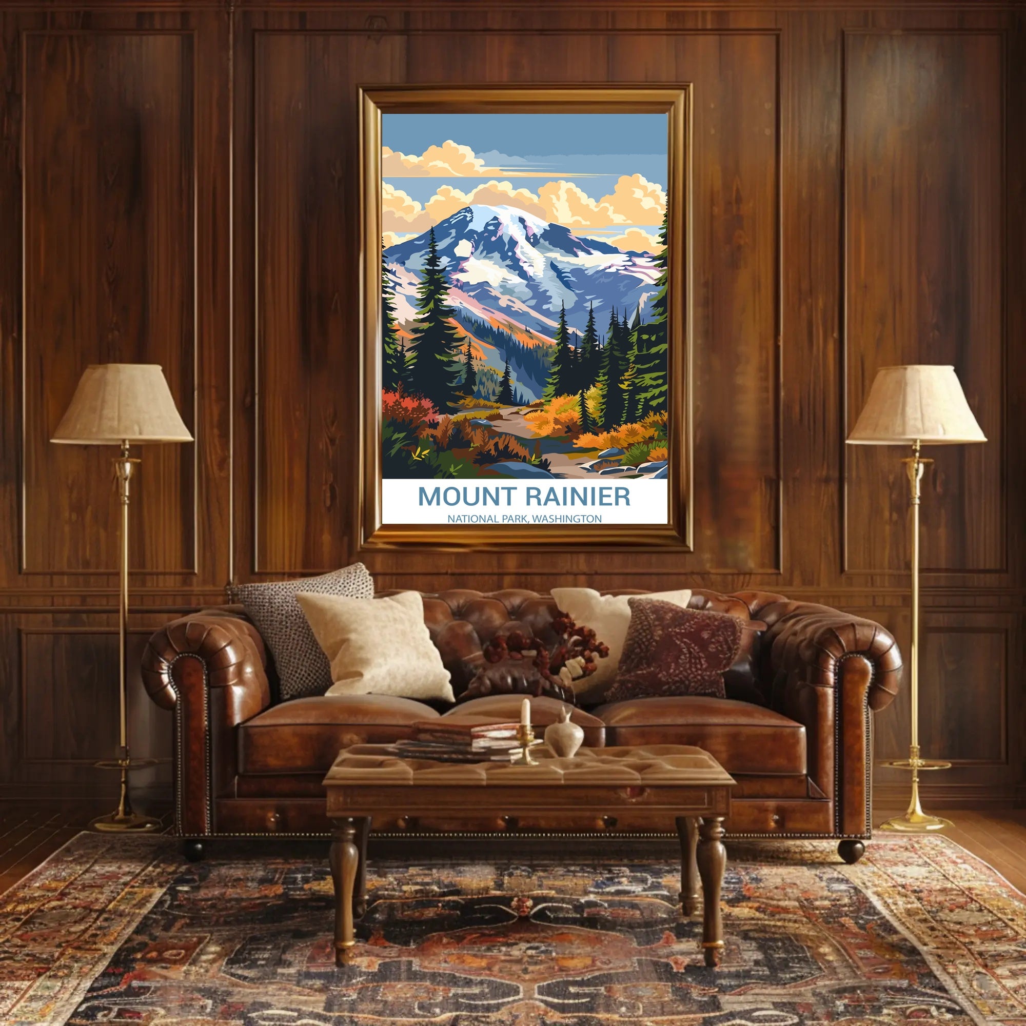 Mount Rainier Vintage National Park Adventure Poster