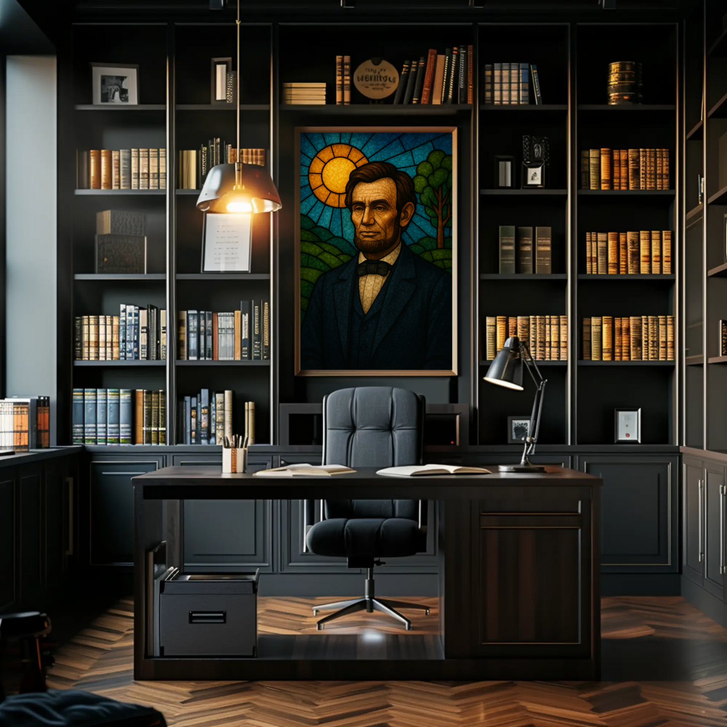 Abraham Lincoln Stained Glass Portrait Poster